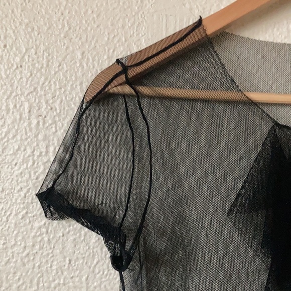 Vintage Y2K Mesh Fishnet Goth Regency Core Layer Top Black Small Medium - Picture 6 of 8